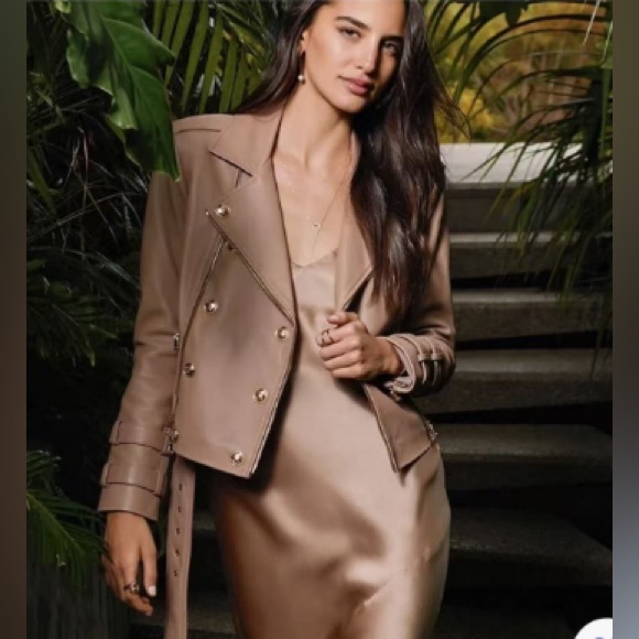 NWT $1395 L'agence Billie Belted Leather Jacket